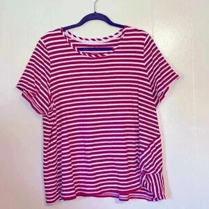 Red and White Stripe Short Sleeve Shirt in Size 2X